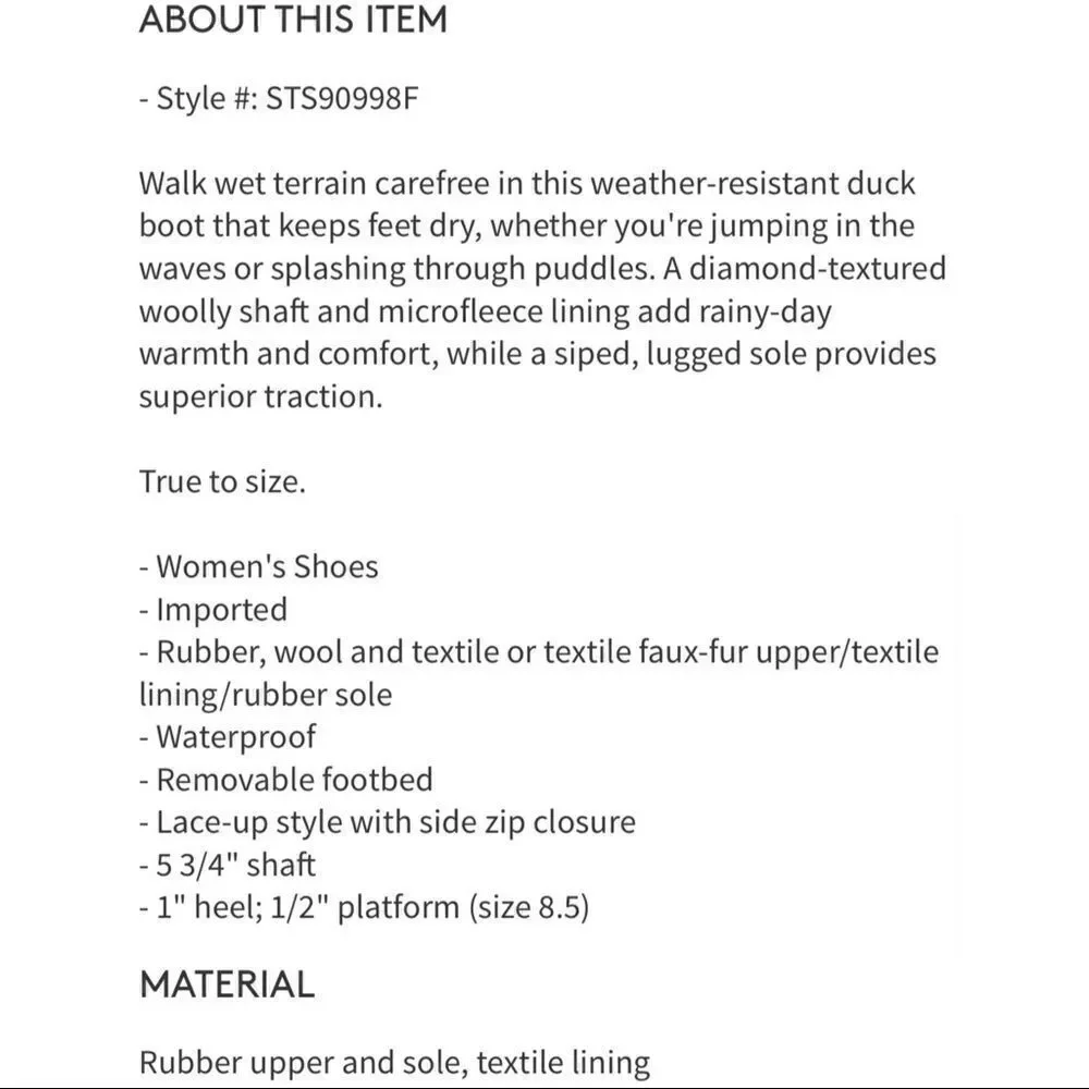 Sperry | Saltwater Waterproof Duck Boot